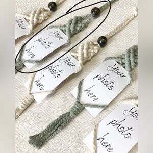 Macrame photo holder sage green for instax pictures